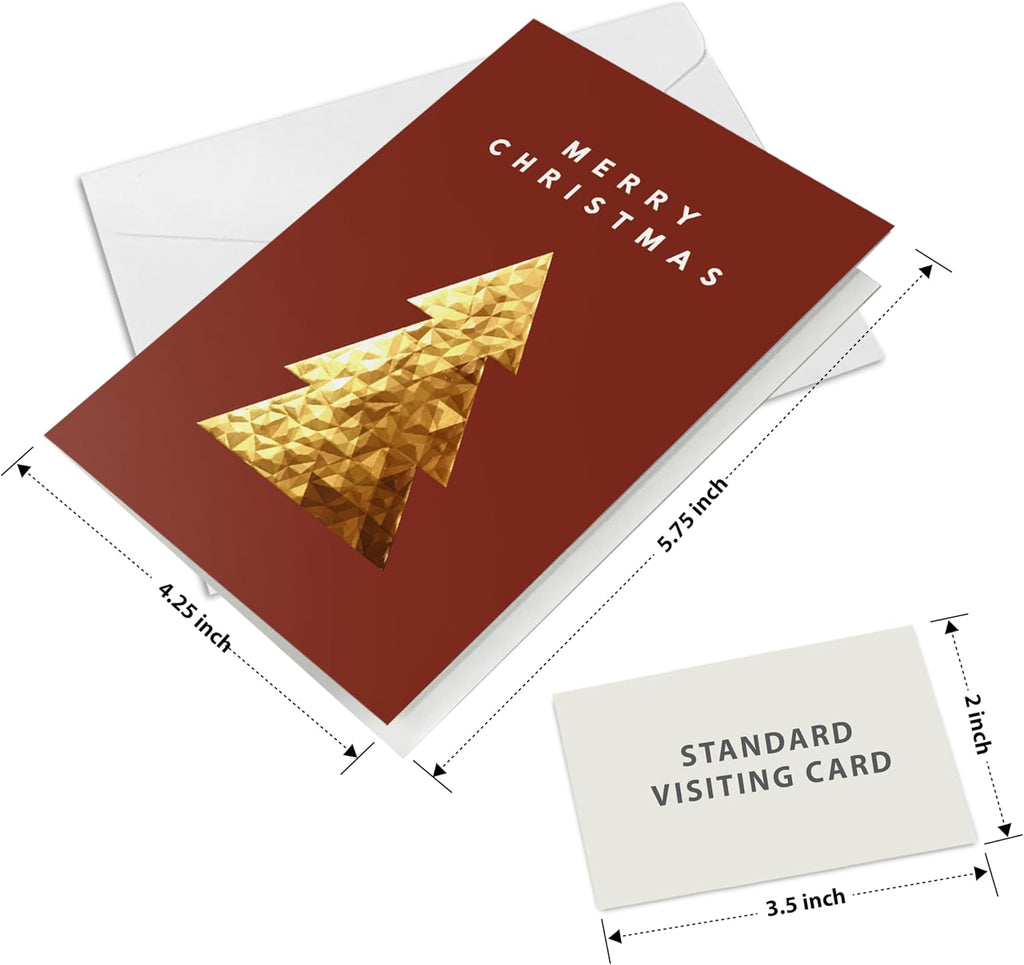 easykart labels 18 Christmas Greeting Card Assortment With Envelopes, Gold Foil With 3D Embossing Effect Design, 5.75 x 4.25 Inch