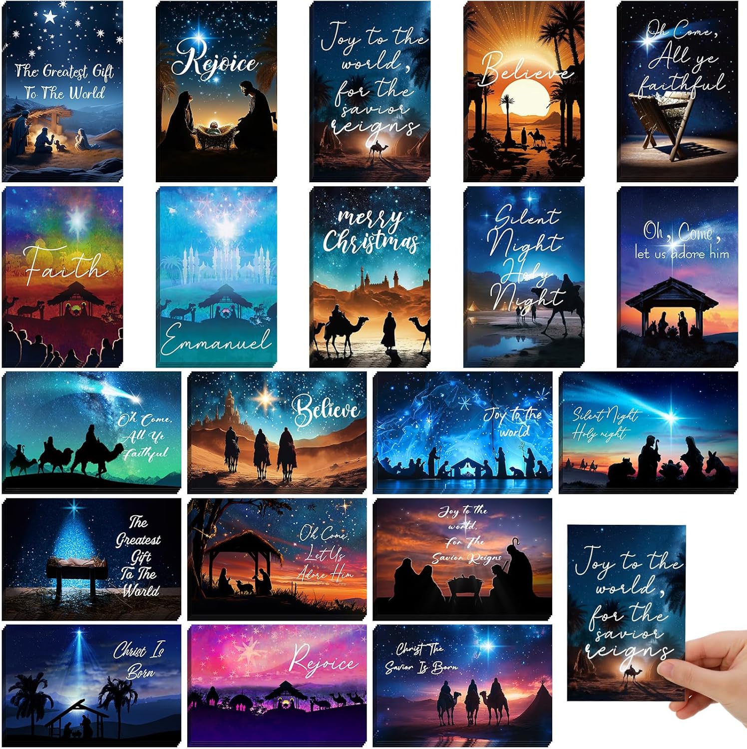 Nuanchu 80 Pcs Vintage Christmas Cards Bulk 4 x 6 Inch City Snow Scene Postcards Retro Winter Blank Greeting Cards for Xmas Holiday Party Home Friends Family