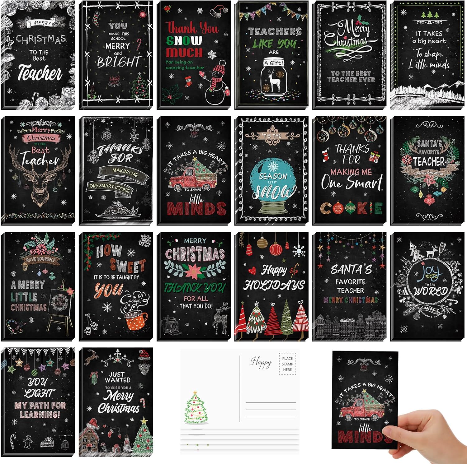 Nuanchu 80 Pcs Vintage Christmas Cards Bulk 4 x 6 Inch City Snow Scene Postcards Retro Winter Blank Greeting Cards for Xmas Holiday Party Home Friends Family