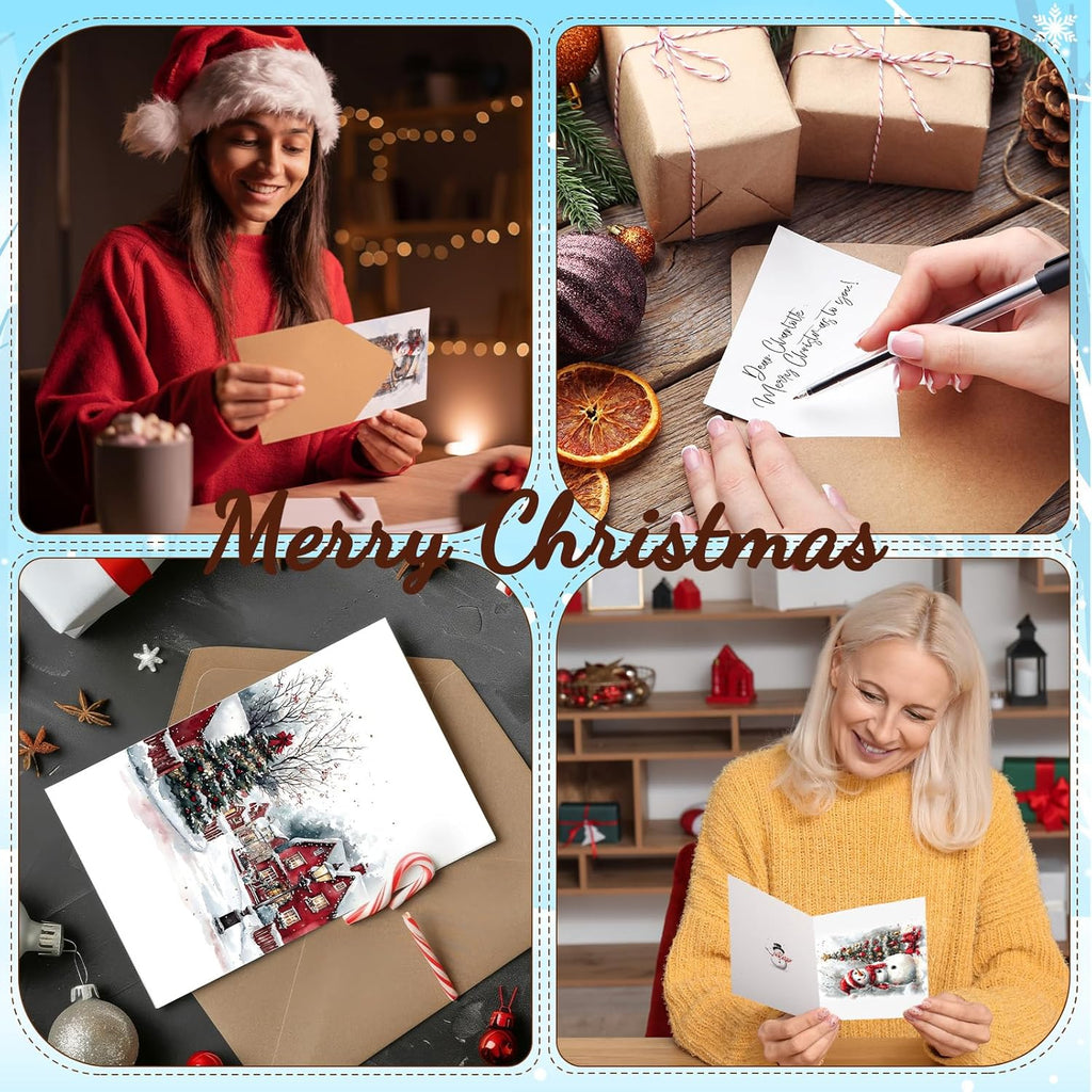 Tenceur 240 Sets Christmas Cards with Envelopes Set Snow Merry Christmas Greeting Cards Bulk Happy Holiday Postcards for Winter Season Gift Xmas New Year Party Favors, 24 Designs