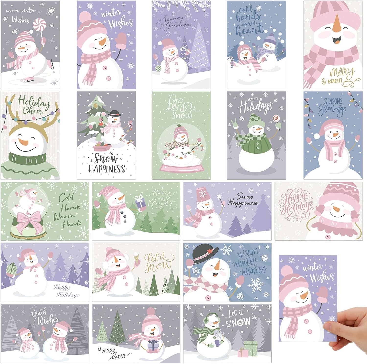 Nuanchu 80 Pcs Vintage Christmas Cards Bulk 4 x 6 Inch City Snow Scene Postcards Retro Winter Blank Greeting Cards for Xmas Holiday Party Home Friends Family