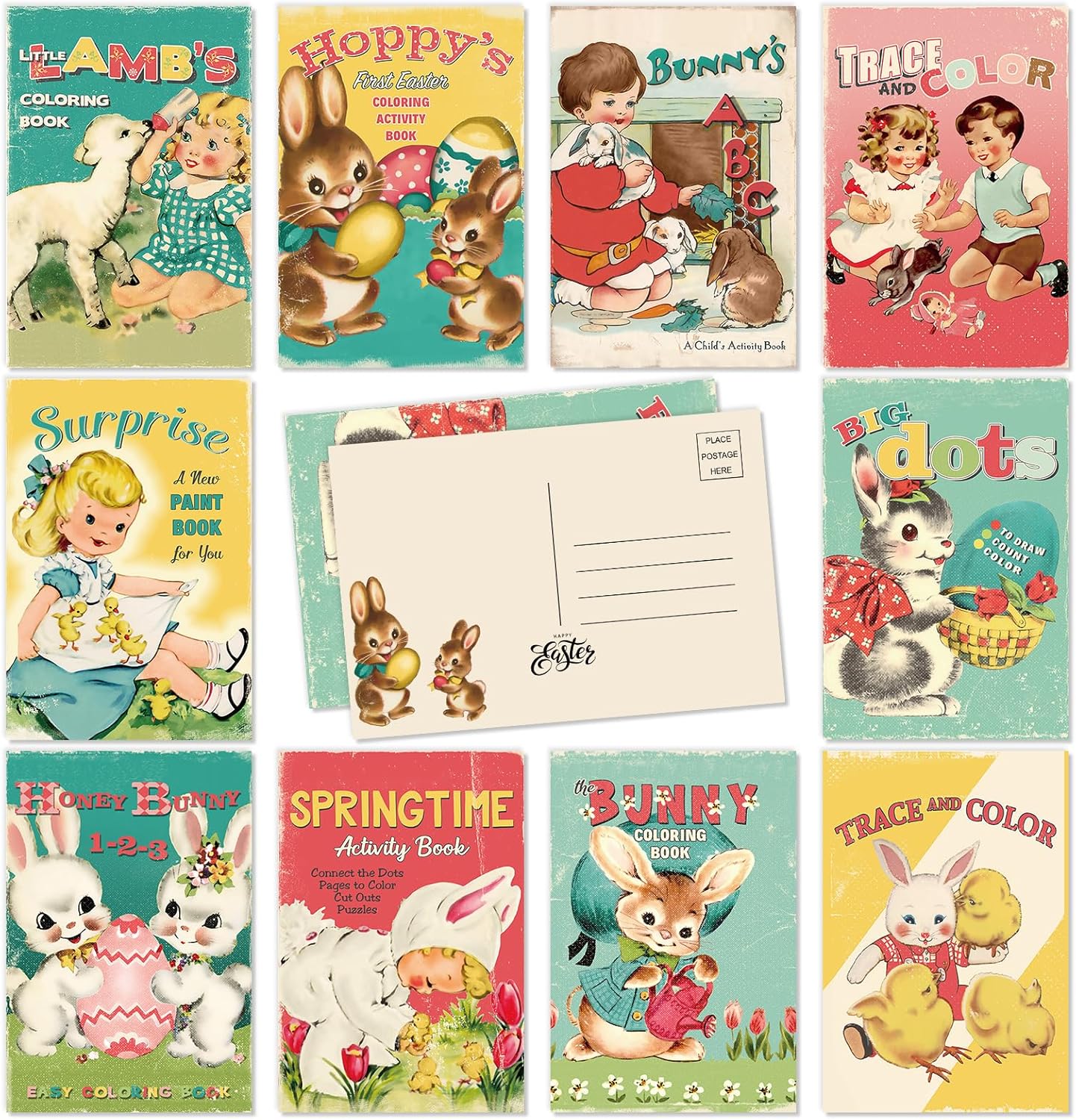 Whaline 40Pcs Christmas Postcards Pink Santa Snowman Deer Post Cards Assortment 10 Designs Xmas Greeting Cards for Winter Holidays Birthday, 4 x 6 Inch