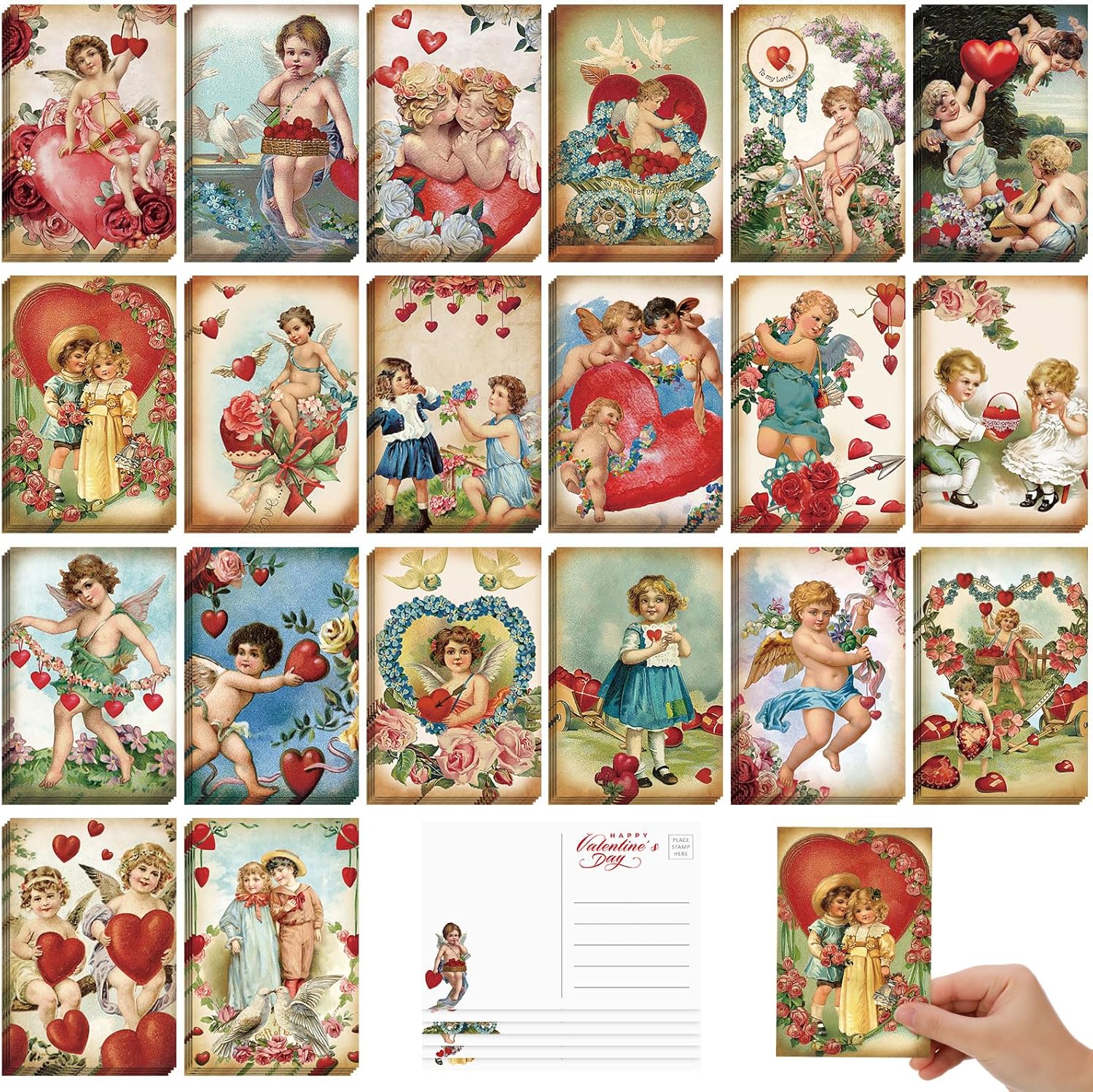 Nuanchu 80 Pcs Vintage Christmas Cards Bulk 4 x 6 Inch City Snow Scene Postcards Retro Winter Blank Greeting Cards for Xmas Holiday Party Home Friends Family