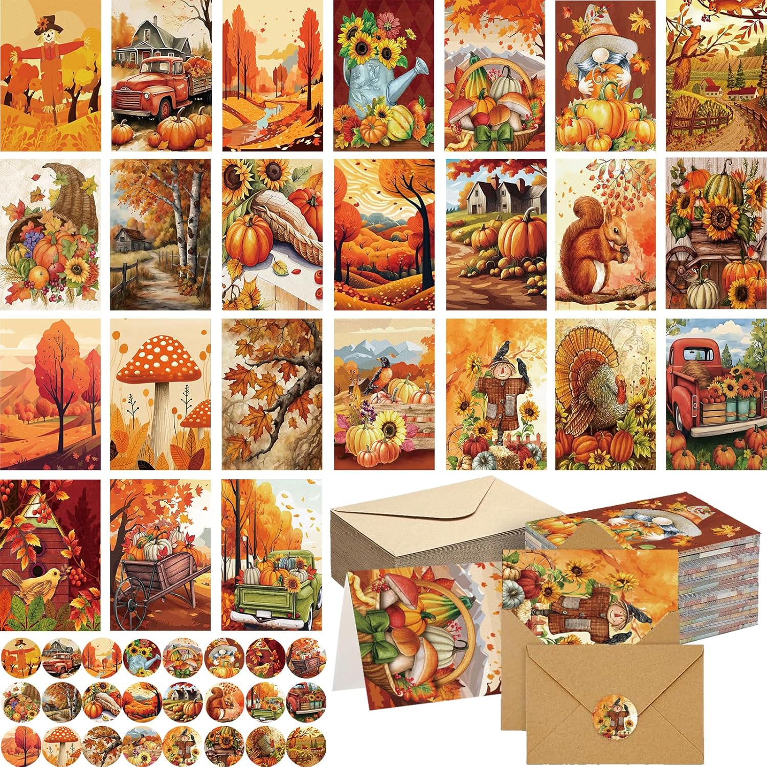 Tenceur 240 Sets Christmas Cards with Envelopes Set Snow Merry Christmas Greeting Cards Bulk Happy Holiday Postcards for Winter Season Gift Xmas New Year Party Favors, 24 Designs