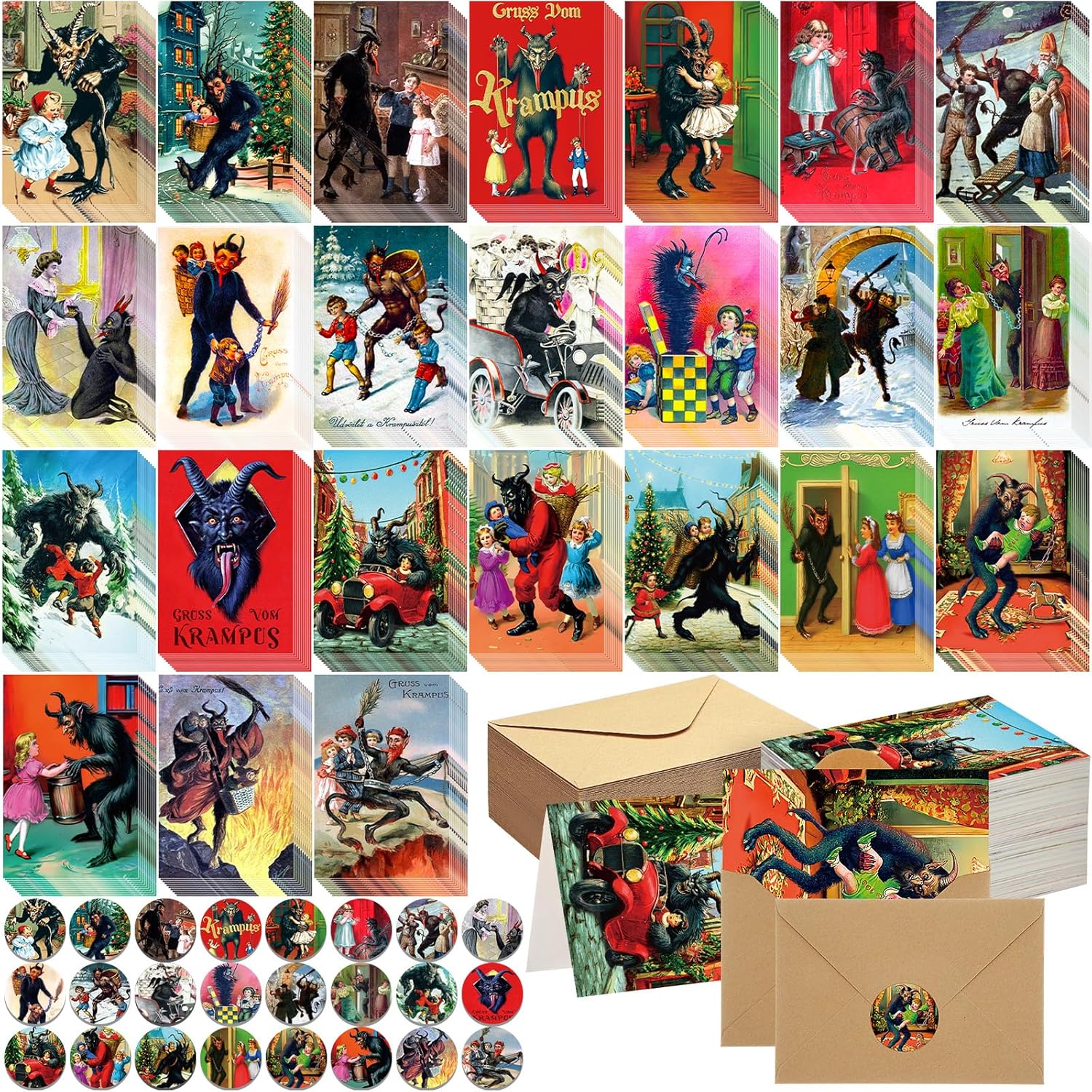 Tenceur 240 Sets Christmas Cards with Envelopes Set Snow Merry Christmas Greeting Cards Bulk Happy Holiday Postcards for Winter Season Gift Xmas New Year Party Favors, 24 Designs