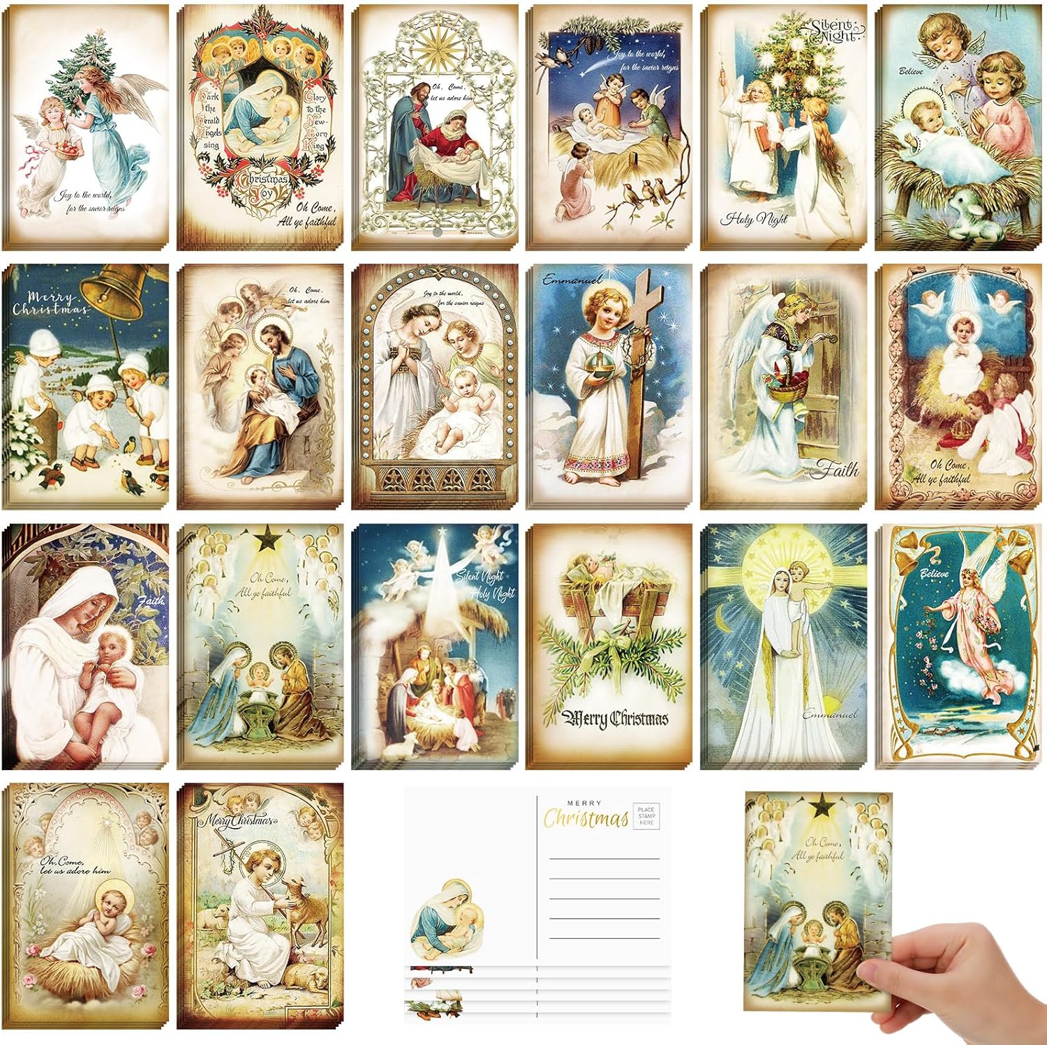 Nuanchu 80 Pcs Vintage Christmas Cards Bulk 4 x 6 Inch City Snow Scene Postcards Retro Winter Blank Greeting Cards for Xmas Holiday Party Home Friends Family